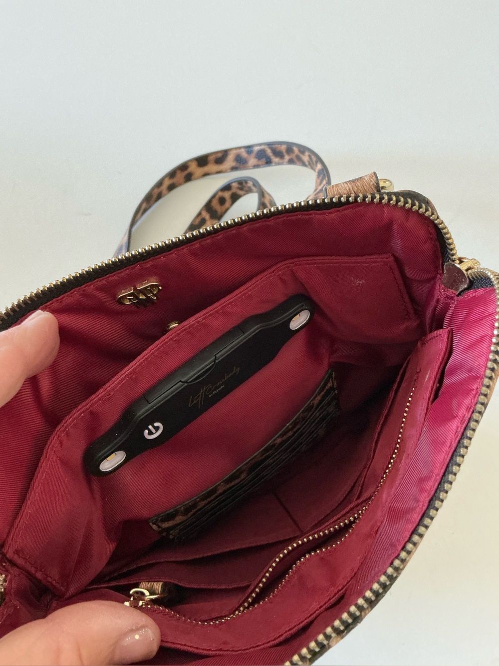 Litt Crossbody by PurseN Leopard Print Bag Lighted Interior RFID Travel Purse - Picture 10 of 16